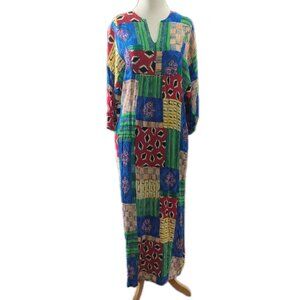 Vtg Kathleen Usherwood Periphery Sz S Patchwork Maxi Dress Boho Artsy Festival